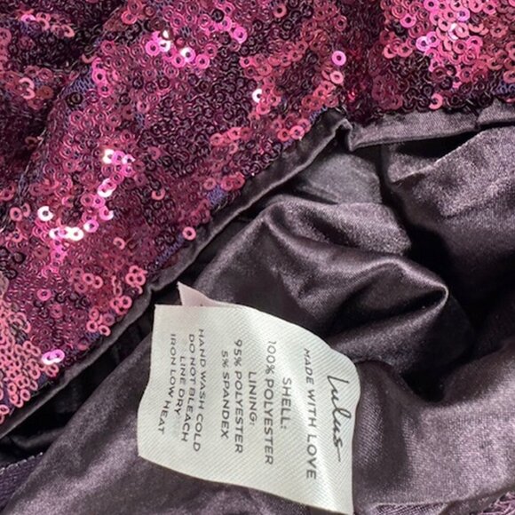 NWT Lulus Sequin of Events Purple Sequin Surplice Long Sleeve Crop Top - Picture 8 of 8